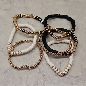 Elegant Gold and Black Beaded Bracelet Set